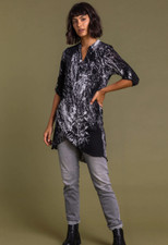 Mono Print Longline Tunic Top by Roman Size 10 - New and Unworn