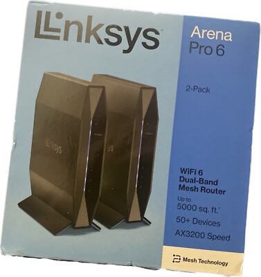 Linksys Arena Pro 6 WiFi 6 Dual Band Mesh Router 2-Pack AX3200 System