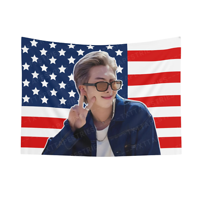 KPOP FLAG] BTS RM NAMJOON American Flag Wall Tapestry Army Fan