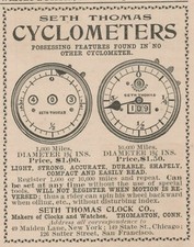 Seth Thomas Cyclometers 1896 Bicycle Odometer Vintage Print Ad