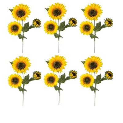 6er Set künstliche Sonnenblumen SUNFLOWER mit 3 Blüten H. 90cm gelb Formano