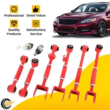 Red Front Ball Joint + Rear Camber Control Arm Toe Kit For Accord TL TSX 08-13