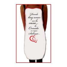 grembiule cucina bianco donna scritta in spagnolo donde hay amor en la casa