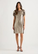 BNWT David Lawrence silver gold sequin dress size 6 / 8 / S
