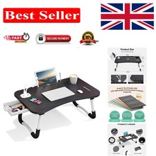 Multi-functional Lap Table with Drawer & Mini Fan - Eco-friendly Black Design