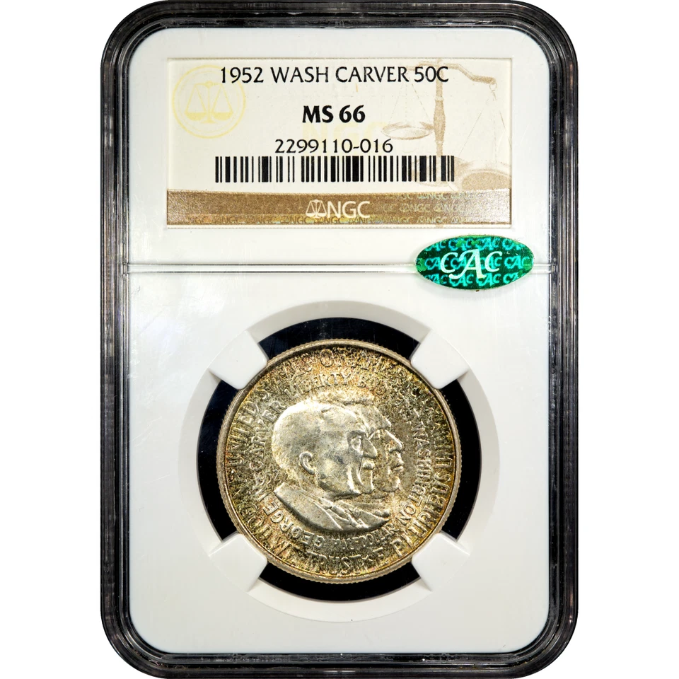 1952 Washington-Carver Commemorative Half 50c NGC MS66 CAC - Image 2 of 4