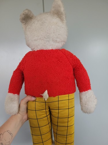 Grande giocattolo morbido vintage Rupert Bear di Tebro molto amato, indossato da collezione - Foto 8 di 10