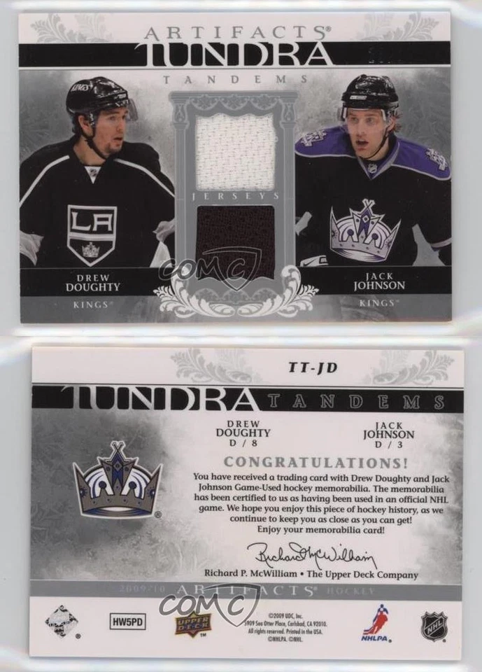 2009-10 Upper Deck Artifacts Dual Relic Silver /25 Jack Johnson Drew Doughty - Image 3 of 3