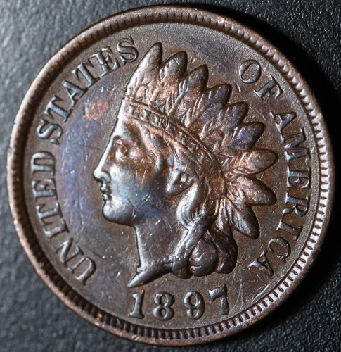 1897 INDIAN HEAD CENT - With LIBERTY & DIAMONDS - XF EF