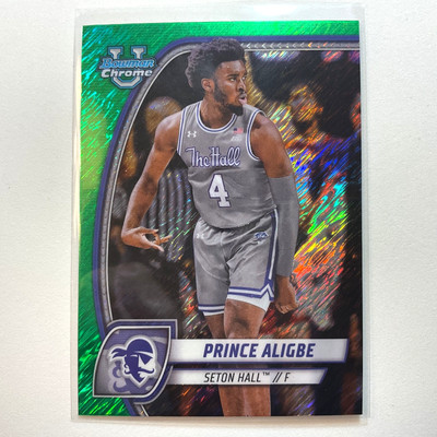 Prince Aligbe 2025 Bowman Chrome University Green Shimmer Refractor #82 Seton