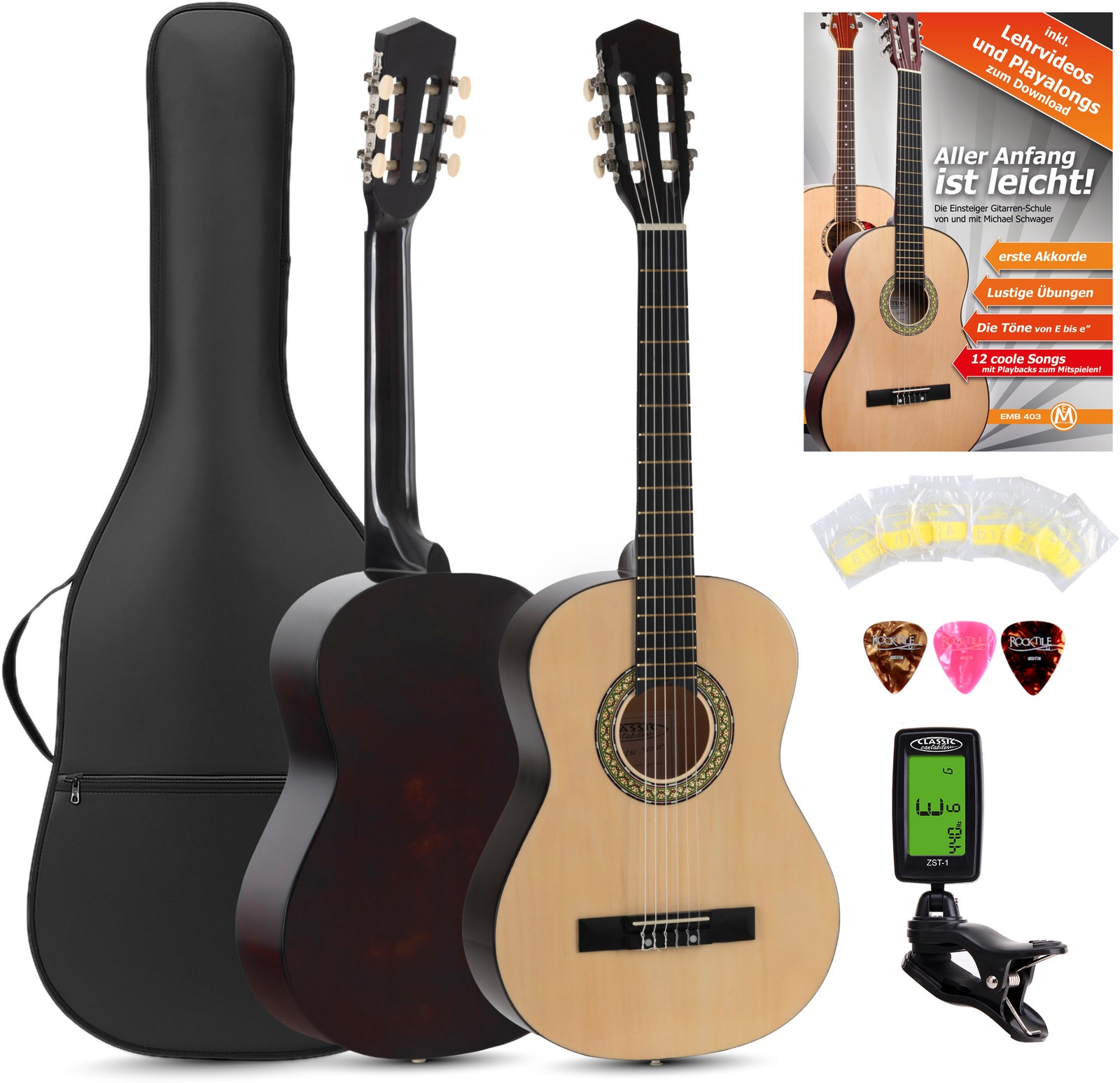 Chitarra da concerto 3/4 acustica chitarra classica gigbag custodia set accessori chitarra