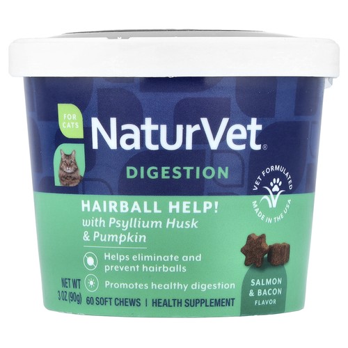 Digestion, Hairball Helps with Psyllium Husk & Pumpkin, For Cats, Salmon &