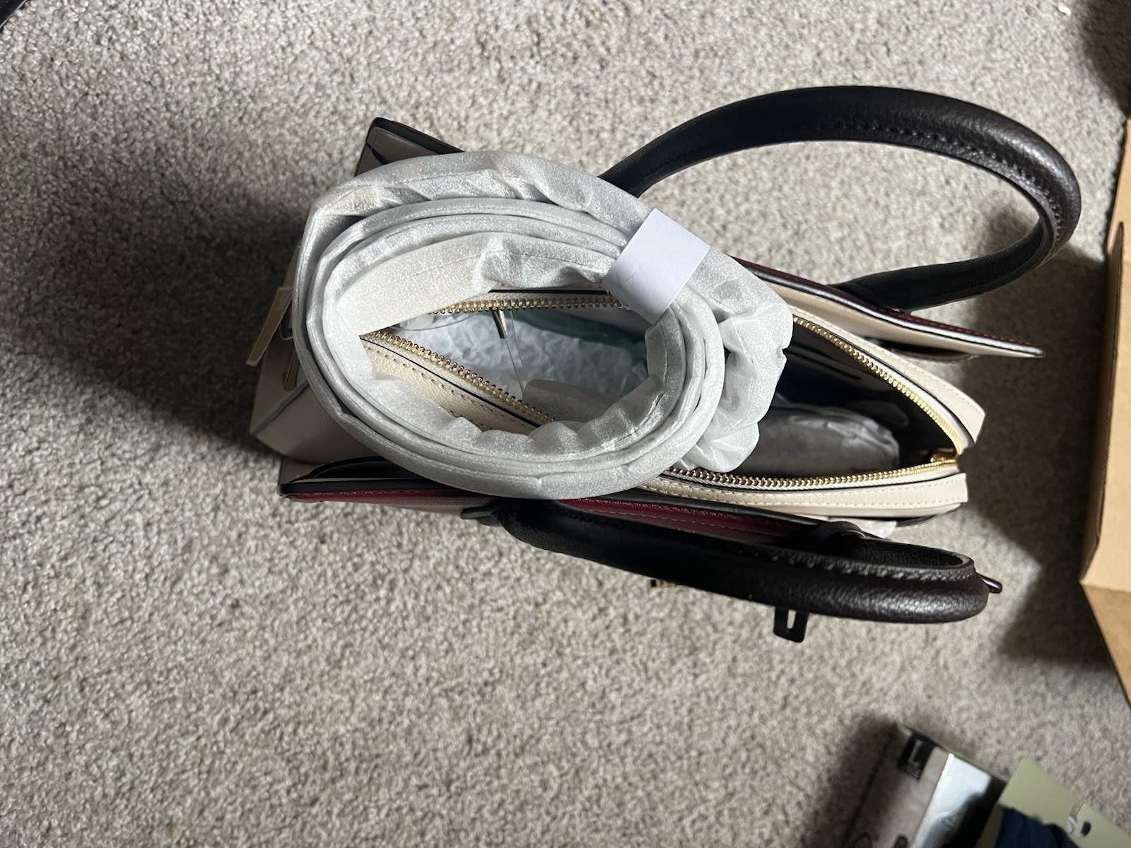 Michael Kors Laila Pebbled Leather Medium Mulberry Multicolor Sachel, NWT, Purse thumbnail 5