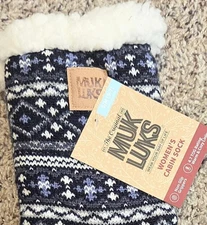 Muk Luks Cabin Socks Women's Non Skid Slipper Faux Sherpa NWT Sz S 5-7