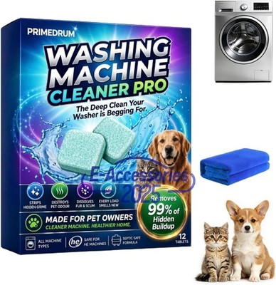 Primedrum Washing Machine Cleaner Pro Deep Cleaning Tablets with Towel UK