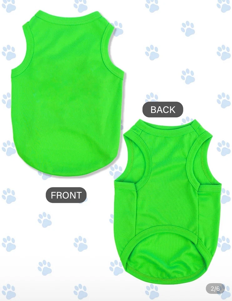 3pcs Fluorescent Green Polyester Solid Color Anti-flea Shedding Dog Shirts -New - Image 2 of 4