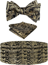 Men'S Paisley Cummerbund and UNTIED Bow Tie Hanky Set