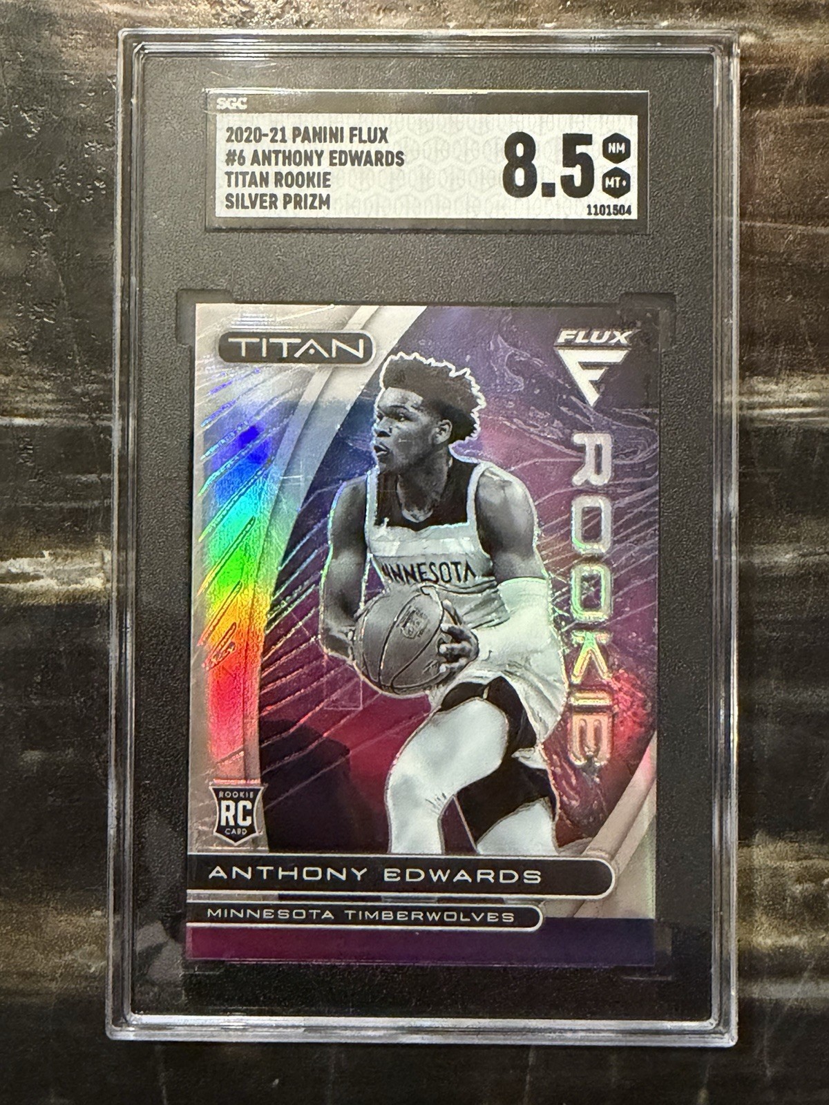 2020-21 Panini Flux Anthony Edwards Titan Rookies #6 Silver Prizm RC, Graded SGC