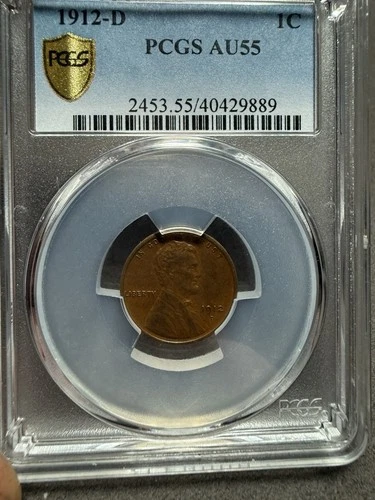 1912-D Lincoln Wheat Cent PCGS AU55 Gold Shield Excellent Rich Brown Example