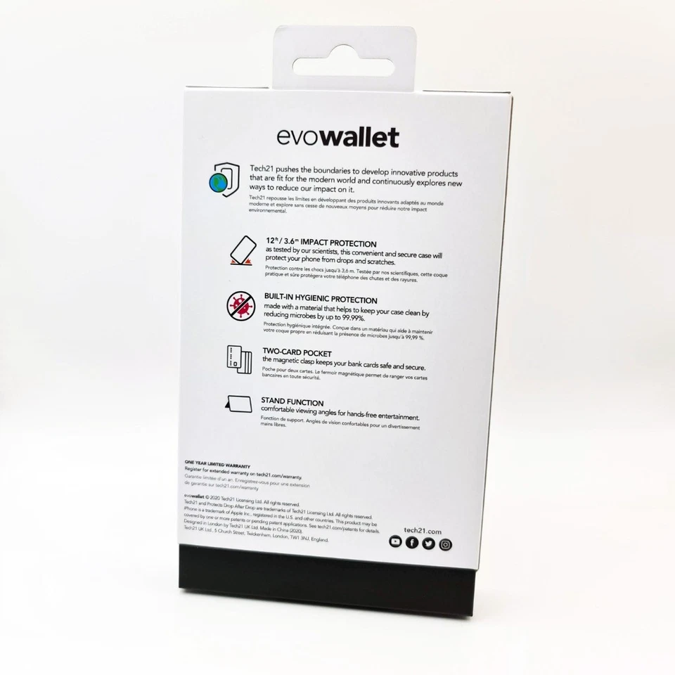 Tech21 Evo Wallet Case for iPhone 12 mini 13 mini Cover - Shockproof - Image 4 of 4