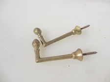 Vintage Brass Tie Backs Old Hooks Cord Hangers Curtain French Window Blind 3"D