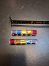 Vintage 70/80s Rainbow Lucite Barrette Pair Clear Acrylic Color Block Hair Clips