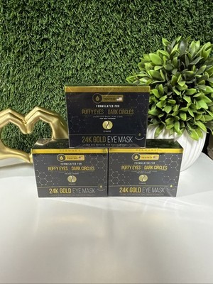 (3X) Dermora 24K Gold Eye Mask 15 Pairs Under Eye Patches for Puffy Eyes Dark