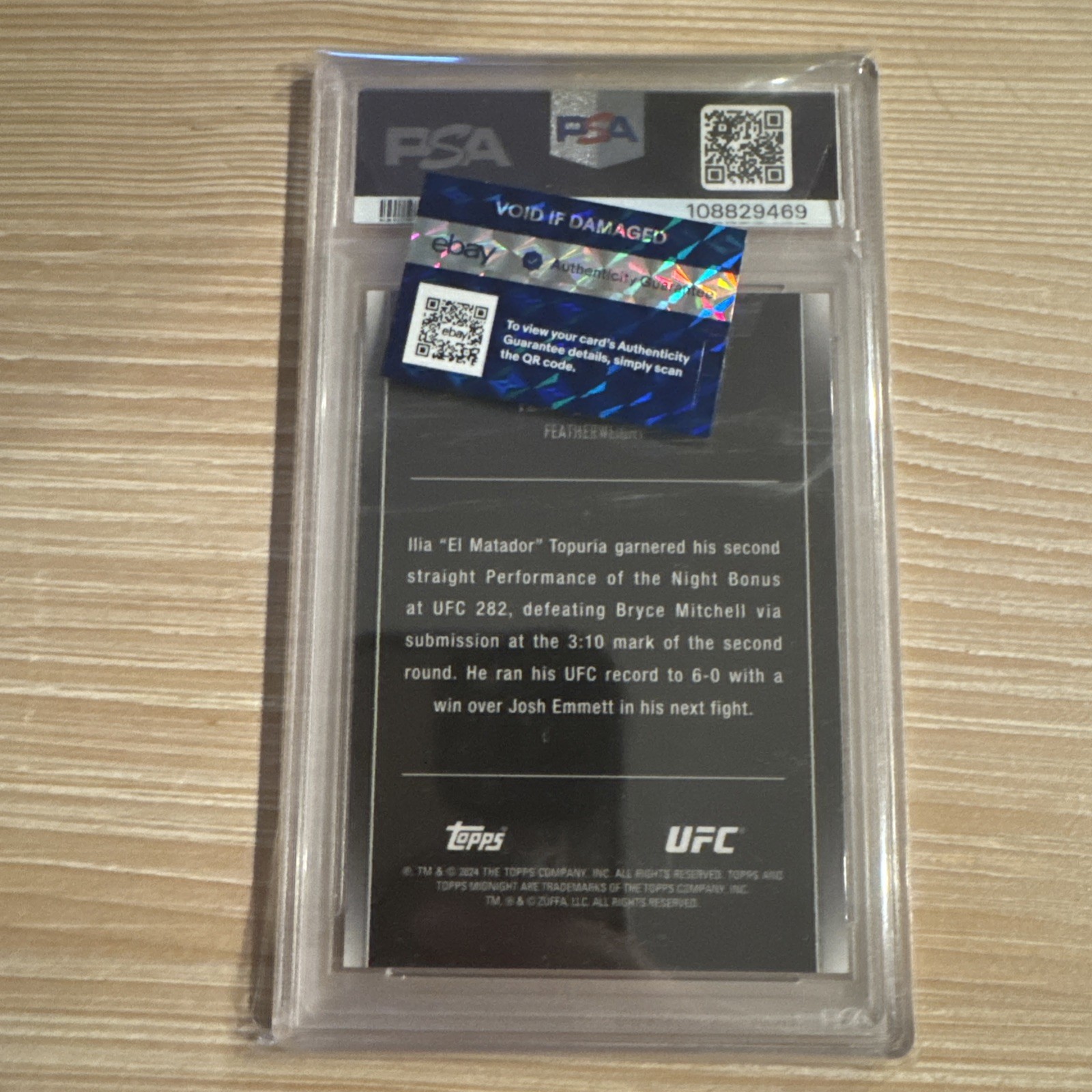 2024 TOPPS MIDNIGHT UFC LUNAR TIDE MOONRISE #LT3 ILIA TOPURIA 9/25 PSA 10 view 4