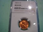 Beautiful 1947 S Lincoln Cent NGC MS66 Red - great looking coin