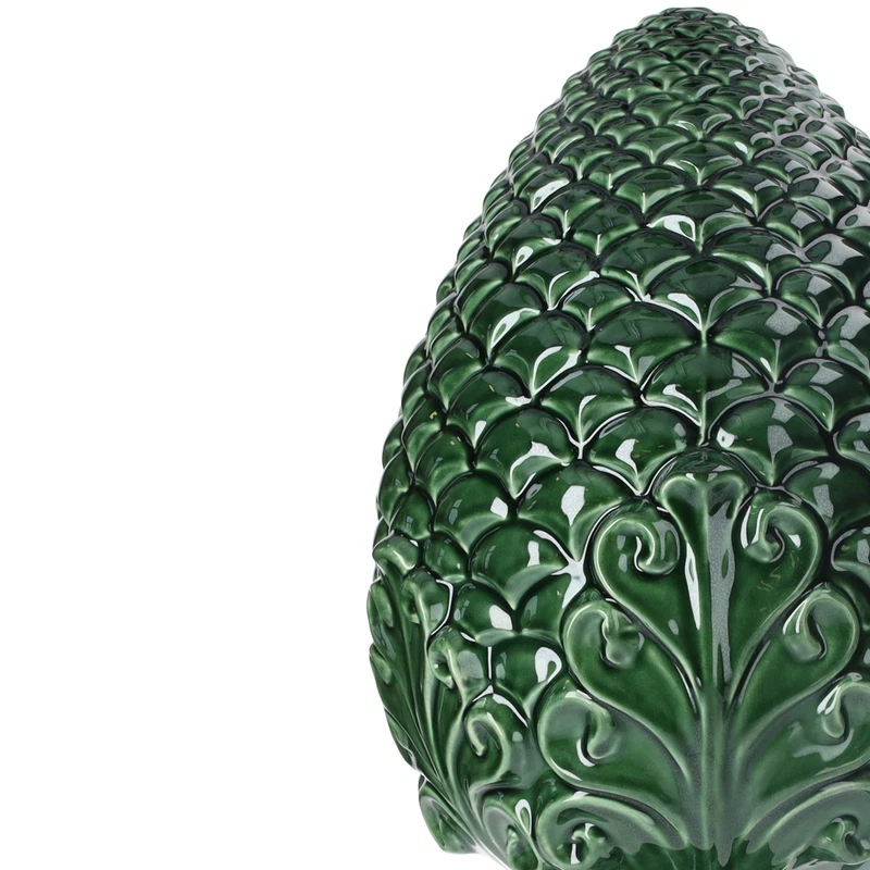 Pigna Decorativa Verde in Ceramica Made in Italy Artigianale Portafortuna H 60, fotografia 9 di 9