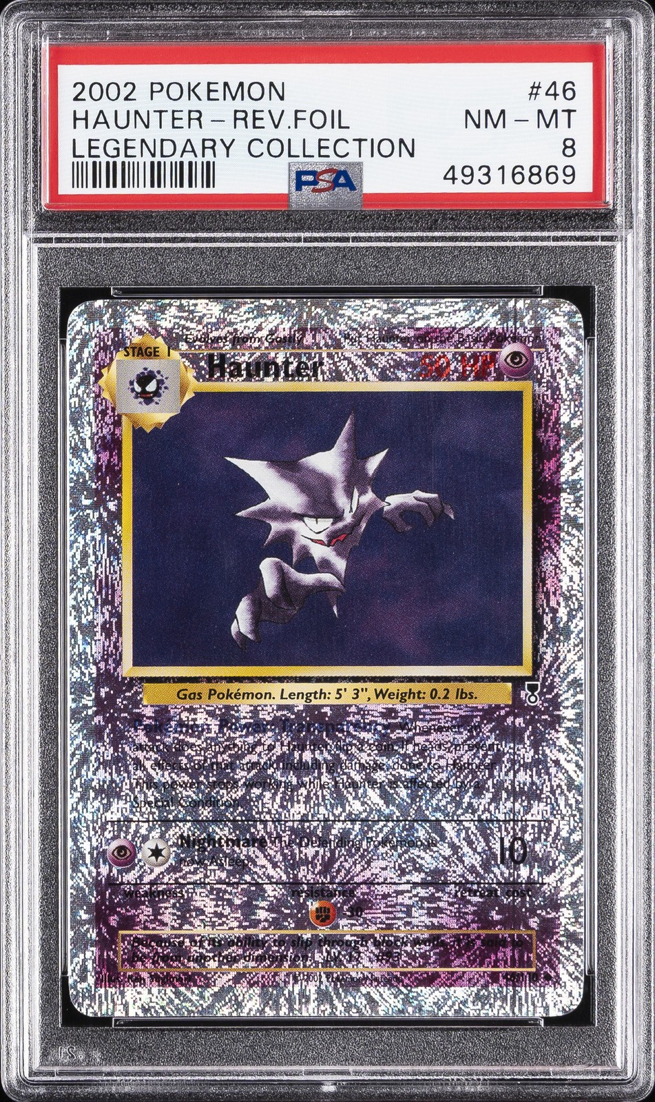 2002 POKEMON LEGENDARY COLLECTION #46 HAUNTER-REVERSE FOIL PSA 8