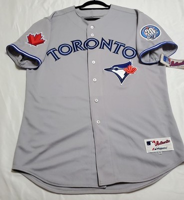 Authentic! Majestic SIZE 52 2XL, TORONTO BLUE JAYS, ROAD GRAY, ON