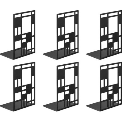 Buchstützen Metall schwarz 3 Paar Bücherregal Buchhalter Bookend
