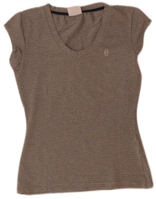 CONTE OF FLORENCE Damen T-Shirt Oberteil UK 22 3XL grau Nadelstreifen AI05