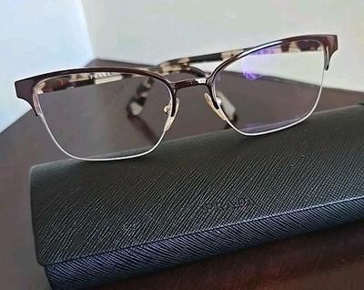 PRADA Tortoise Gold Cateye Eyeglasses VPR 61X 54  17 552-101 145 Italy w/case