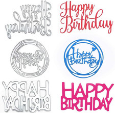 3 Set Die Cuts for Card Making, PIVHWIR Happy Birthday Metal Letter Cutting Dies