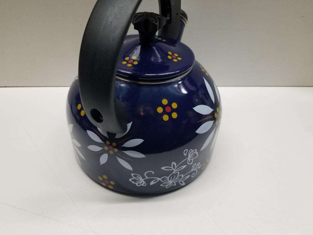 Temp-tations By Tara 2.3 Qt Blue Tea Kettle Teapot Stovetop Safe Excellent