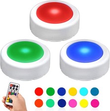 3 Pcs LED Puck Lights Dimmable Under Cabinet Closet Lighting Night Light
