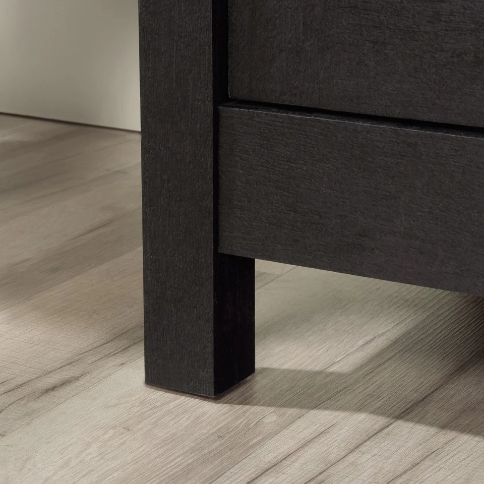 Gabinete de almacenamiento independiente de madera de ingeniería acabado negro estantes ajustables Foto 4 de 4