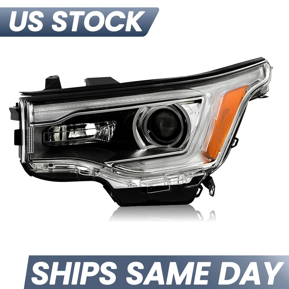 Chrome Halogen Headlight For 2017 2018 2019 GMC Acadia w/ LED DRL Driver Side - Imagem 2 de 4