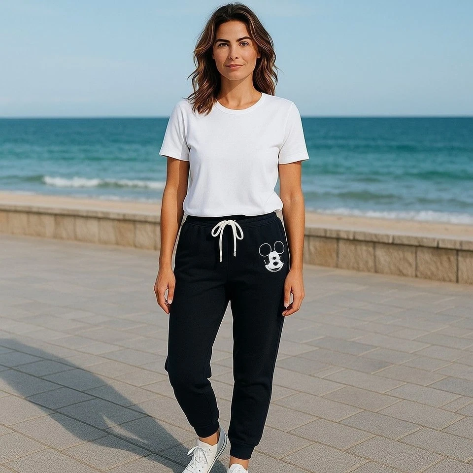 Брюки для бега женские Disney Mickey Mouse черные красно-белые в полоску плюс 1X Lounge - Изображение 4 из 4