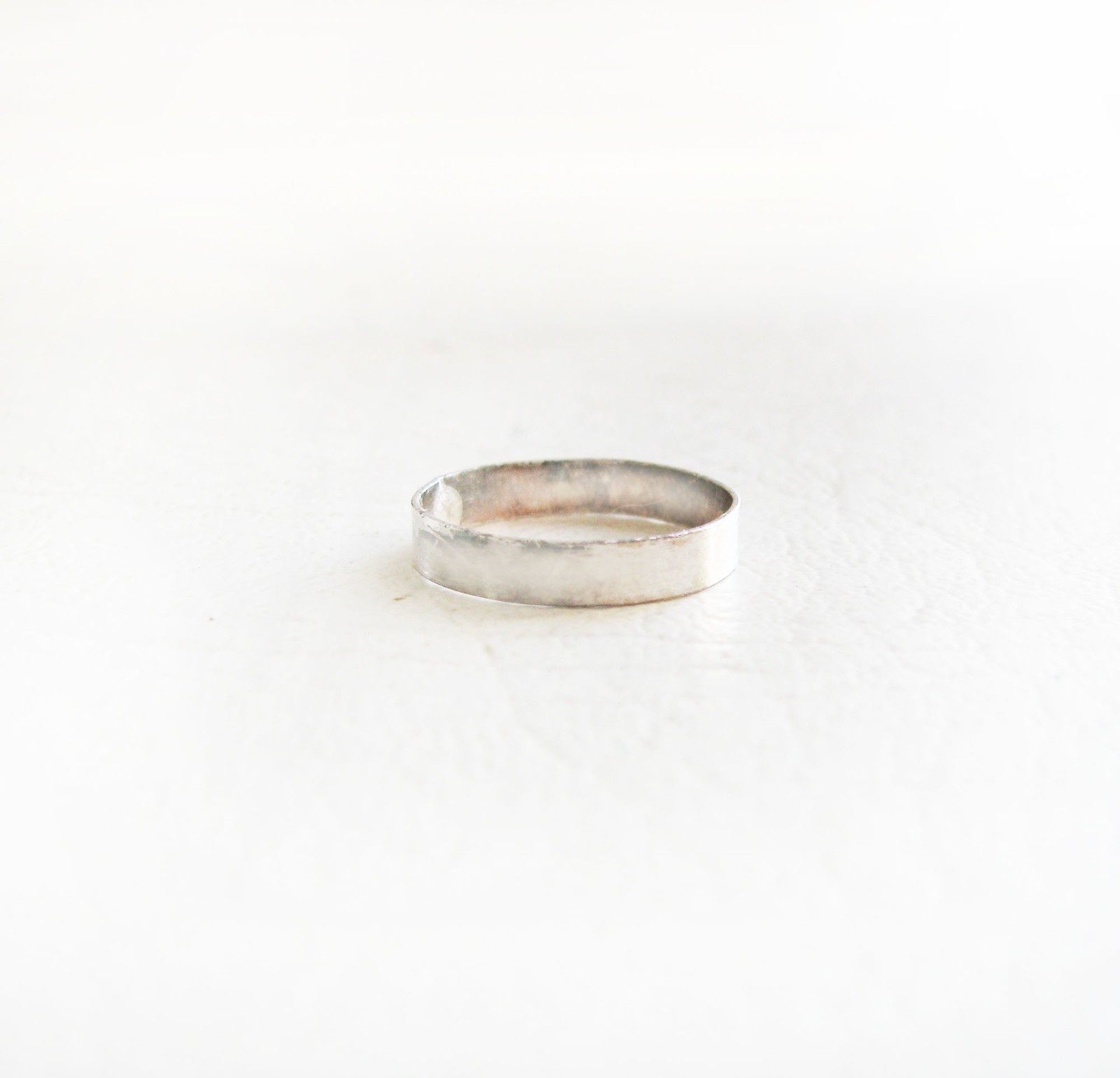 Rustic Delicate Thin Artisan Sterling Silver Band… - image 1