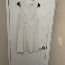 Calvin Klein White A-Line Knee Length Dress Round Neck Sleeveless Cotton 4