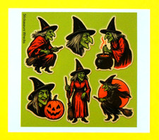 Vintage Style Halloween Witches Mini Sticker Sheet
