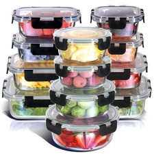 Nestl 24pc (12 Airtight, Freezer Safe Food Storage Containers and 12 Lids), P...