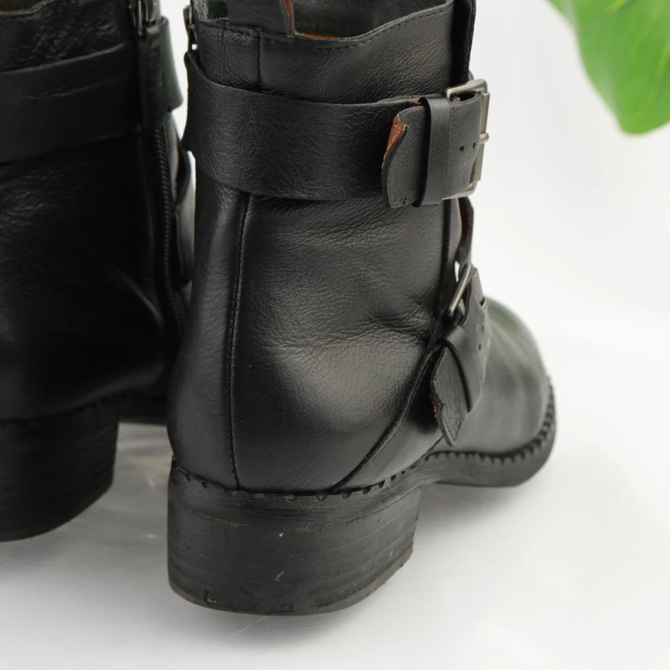 Gentle Souls Mujer Mejor Bota de Moto Talla 8 Negro Cuero Hebilla Tacón Bloque Botín Foto 3 de 4