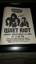 Quiet Riot Rare 1984 San Antonio Texas Radio Concert Promo Poster Ad Framed!