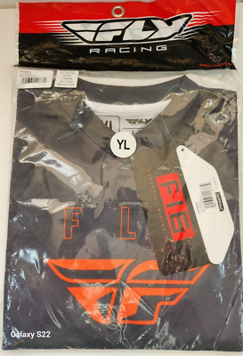 Fly Racing F-16 Jersey Grey/Orange YL Youth Large BMX MTB Offroad ...