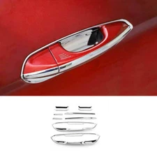 Side Door Handle Bowl Frame Cover Trim For Ford Mustang 2015-2023 Silver Chrome