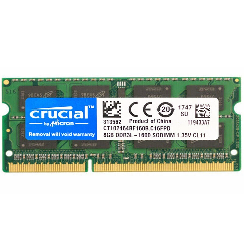 Crucial  DDR3L 4GB 8GB 1600MHz PC3L-12800 204-Pin Sodimm memory LAPTOP RAM 1.35V - Image 4 of 4